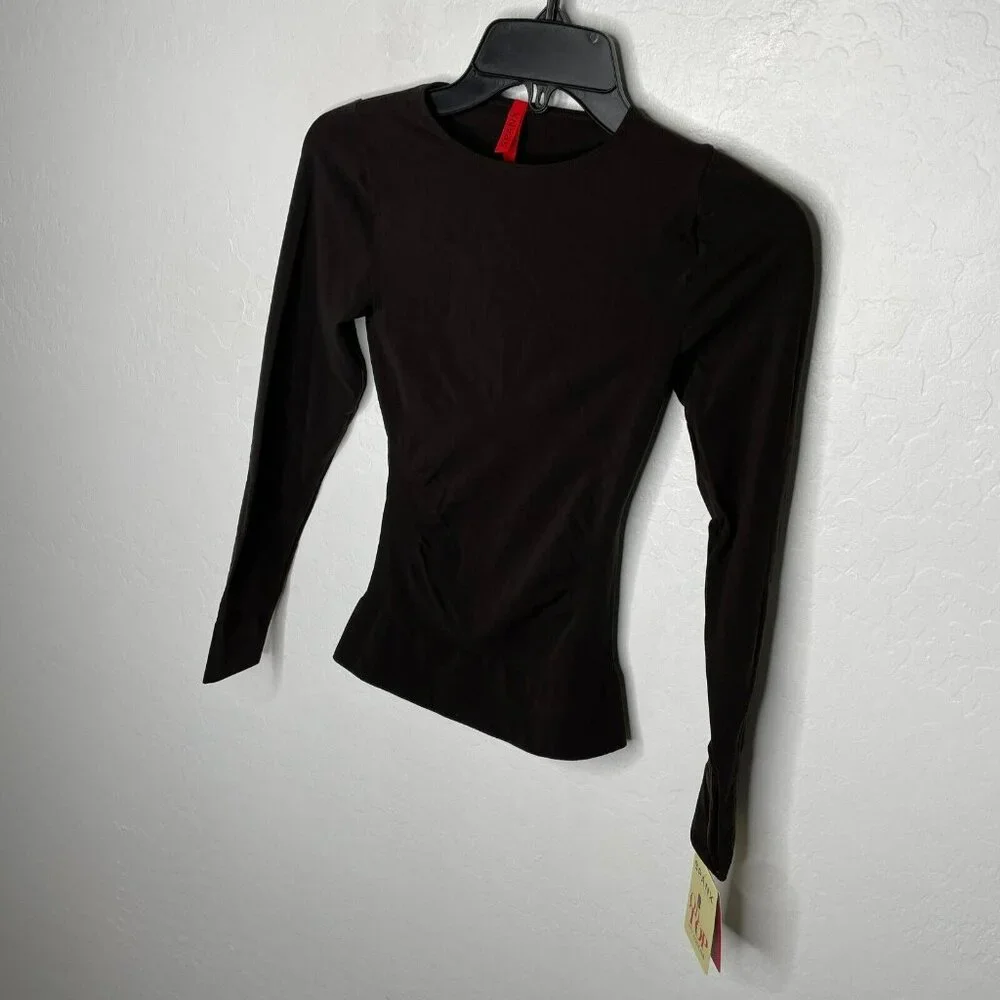 Spanx Brown Bittersweet Control Classic Long Sleeve Top - Picture 3 of 9